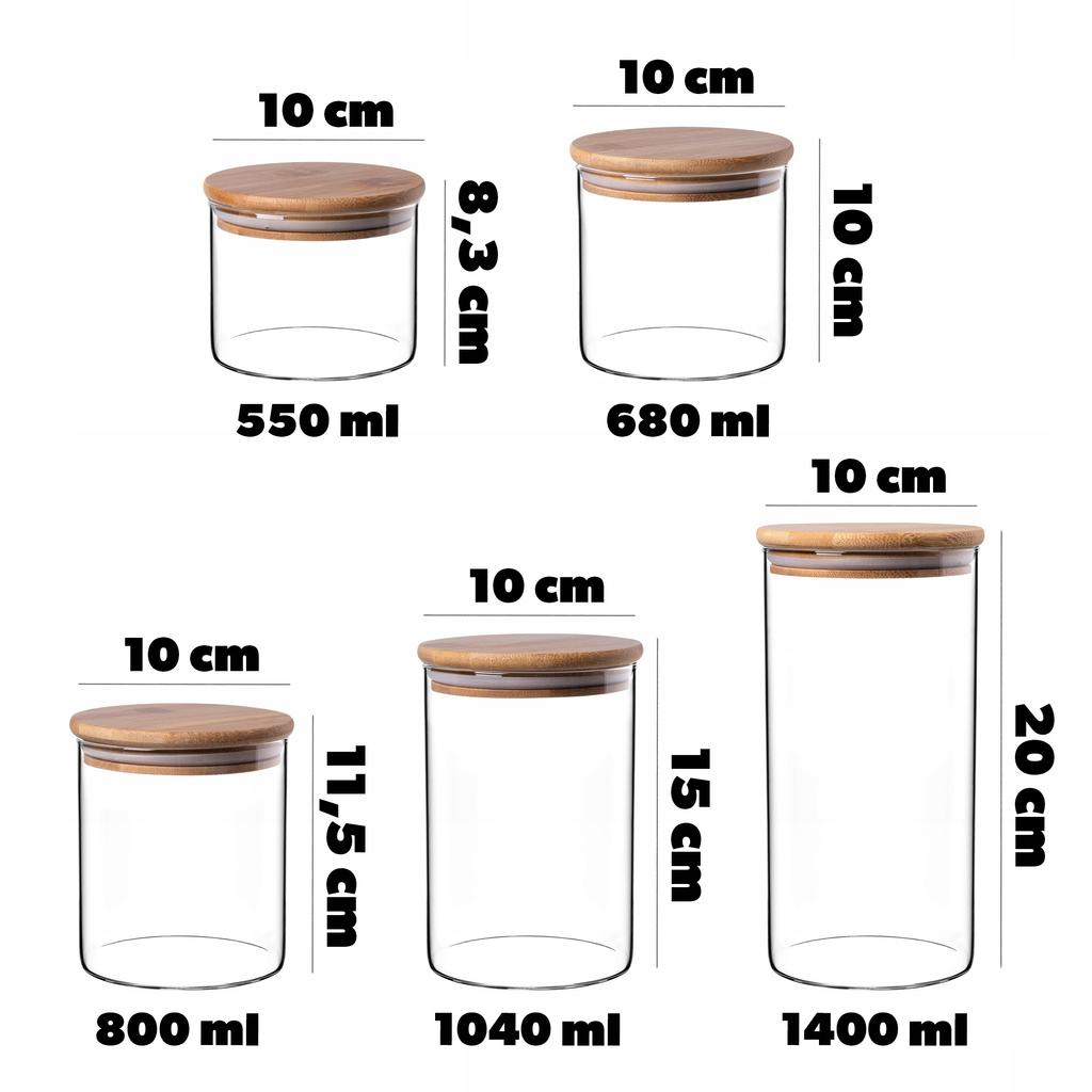 KADAX 5x Vorratsbehälter Glasbehälter Nudeln mit Deckel Set