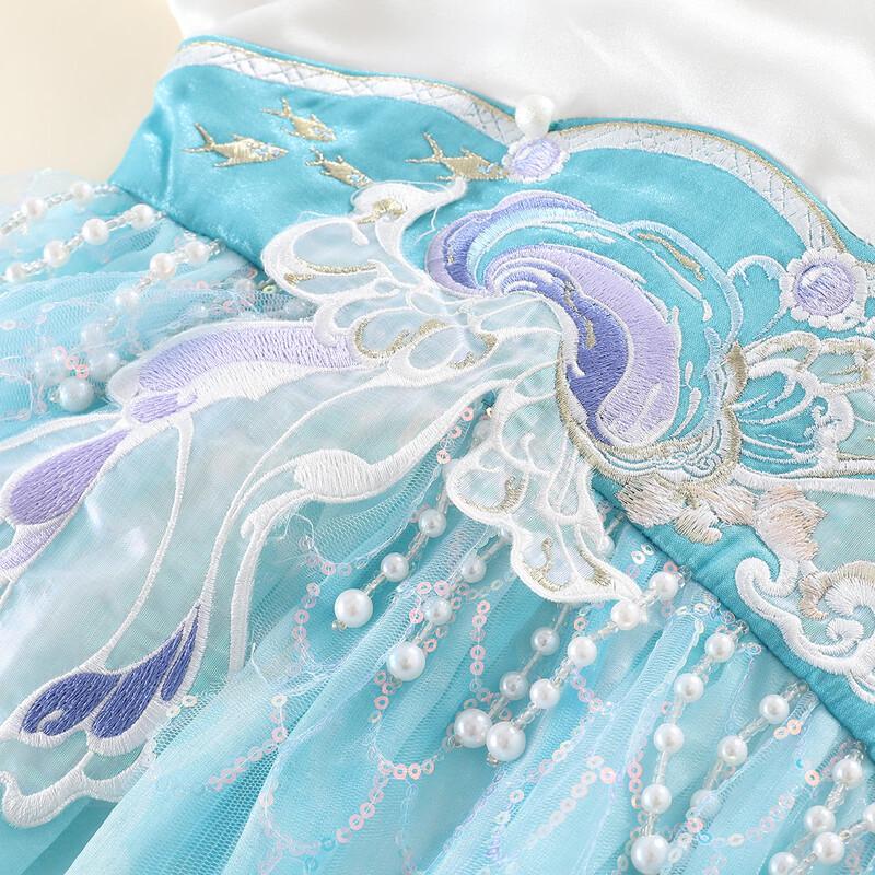 Vestido Hanfu de Malla Nuevo Estilo Chino para Niñas Mengtejiao