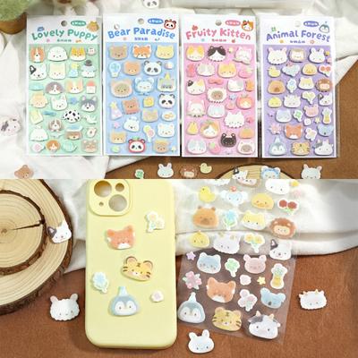 Süßer 3D-Aufkleber Cartoon-Aufkleber Kleiner Bastelaufkleber Wiederverwendbare Kleine Aufkleber für Wasserflasche, Notizbuch, Scrapbooking