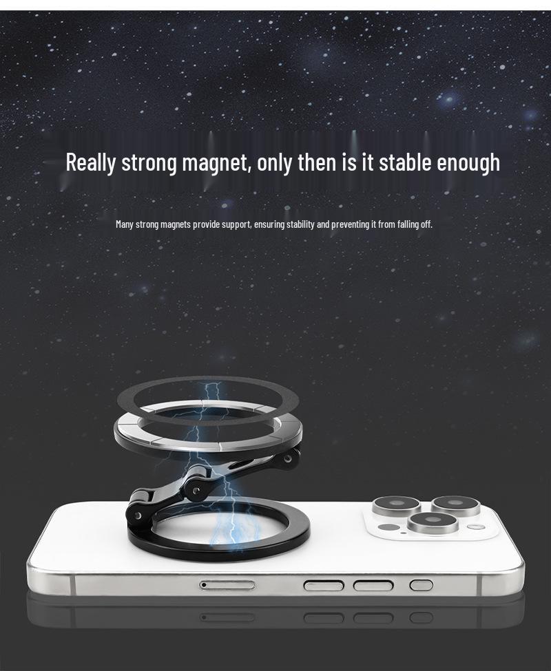 Cross-Border Double-Sided Magnetic Phone Stand: Folding, Rotating, Essential for Desktops.