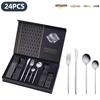25 Years of New Stainless Steel Tableware Set, Tableware Portuguese Knives, Forks and Spoons 24-piece Gift Box Set