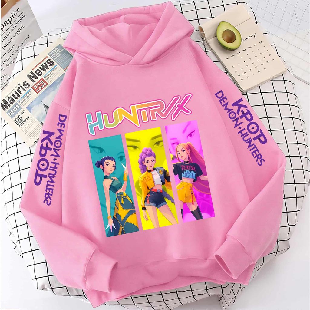KPop Demon Girls Moda Sudadera Casual Película Nuevo Niños K-Pop Cazadores de Demonios Tops con Capucha Ropa para Niña Pequeña Sudadera con Capucha de Cazadores