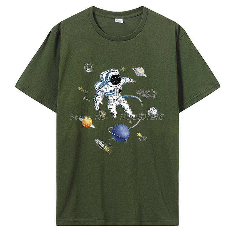 Space Astronaut T-shirt Men's Oversized Tshirt Casual Printed Tops Cotton Short Sleeve Space Series T Shirt Unisex Streetwear