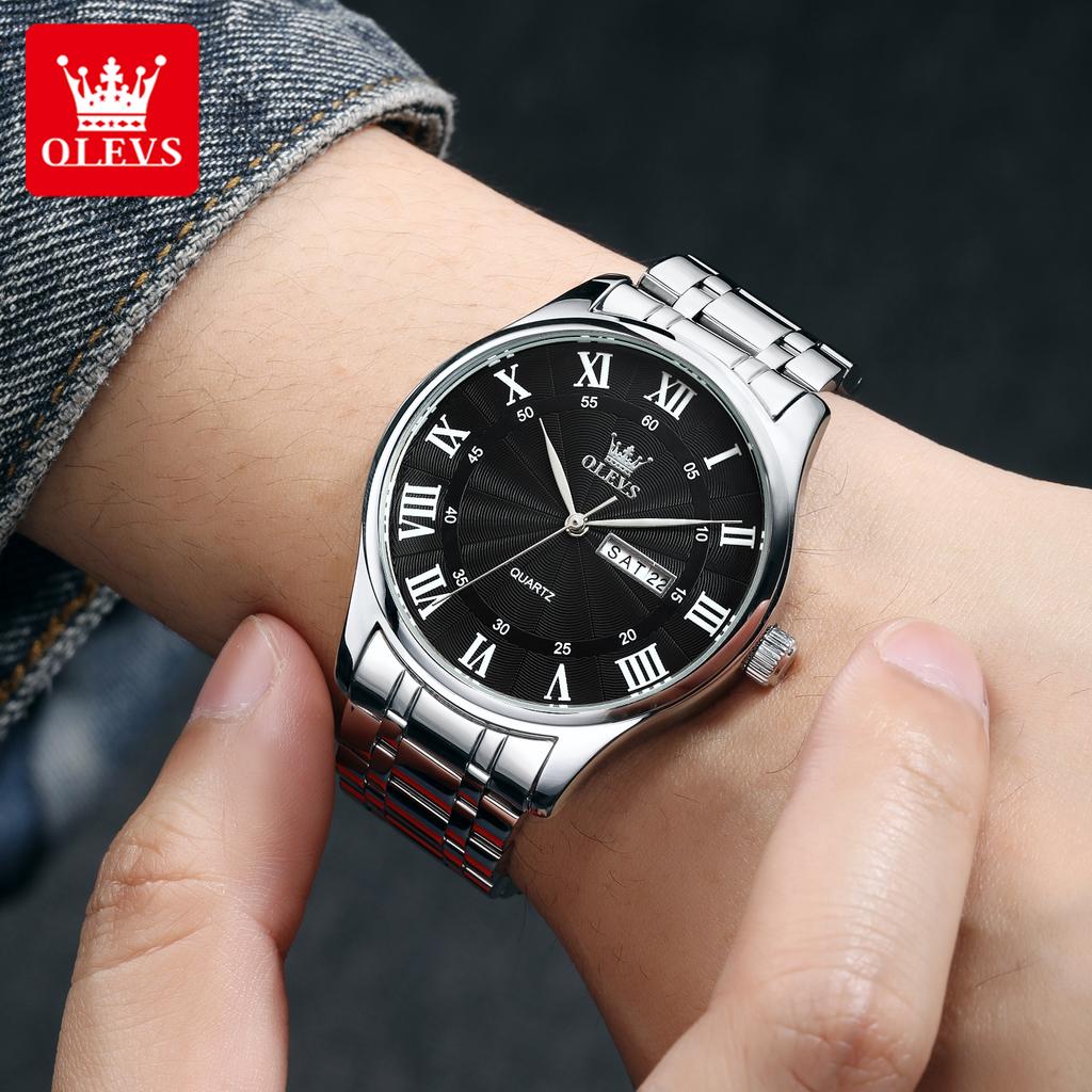 OLEVS Brand Watch Men's Business Quartz Watch Steel Strip 3663