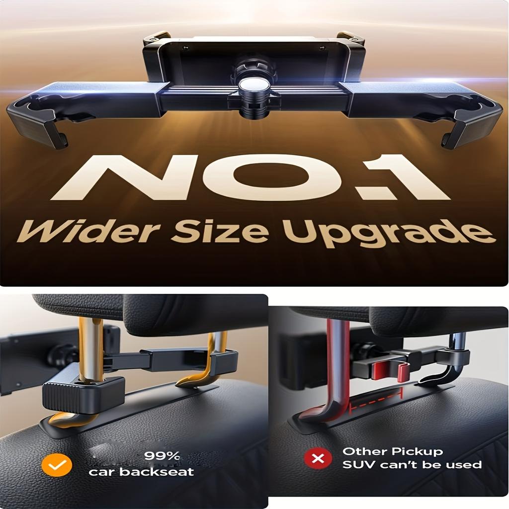 1 peça Suporte de Tablet/Telefone para Encosto de Cabeça de Carro Ajustável Giratório 360°, Para Todos os Telefones/Tablets de 4,7 Polegadas a 13 Polegadas