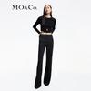 MO&Co. Women's Ribbed Tie-Up Cropped Long Sleeve Knit Top