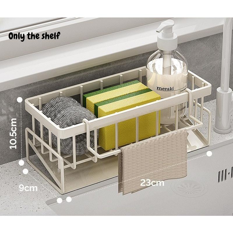 1pcs Kitchen Shelf Countertop Multifunctional Sink Cloth Drain Rack Dishwashing Cloth Sponge Detergent Steel Ball Storage