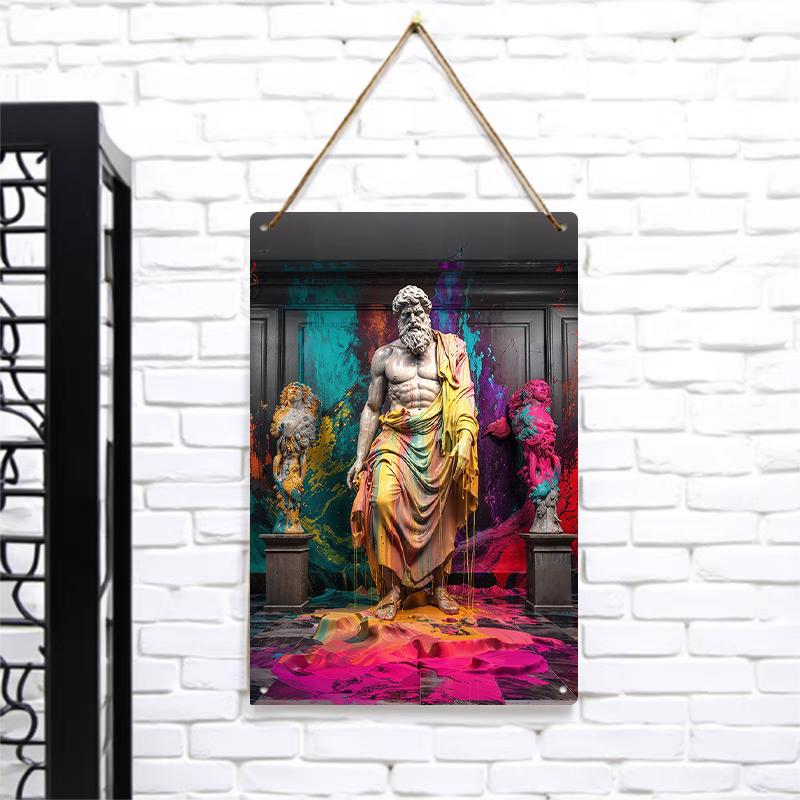 

Vintage Greek Mythology Character Art Metal Painting Creative Ink Splash Style Home Decor Wall Art Custom Hanging Painting 7.9x11.8In(20x30cm)