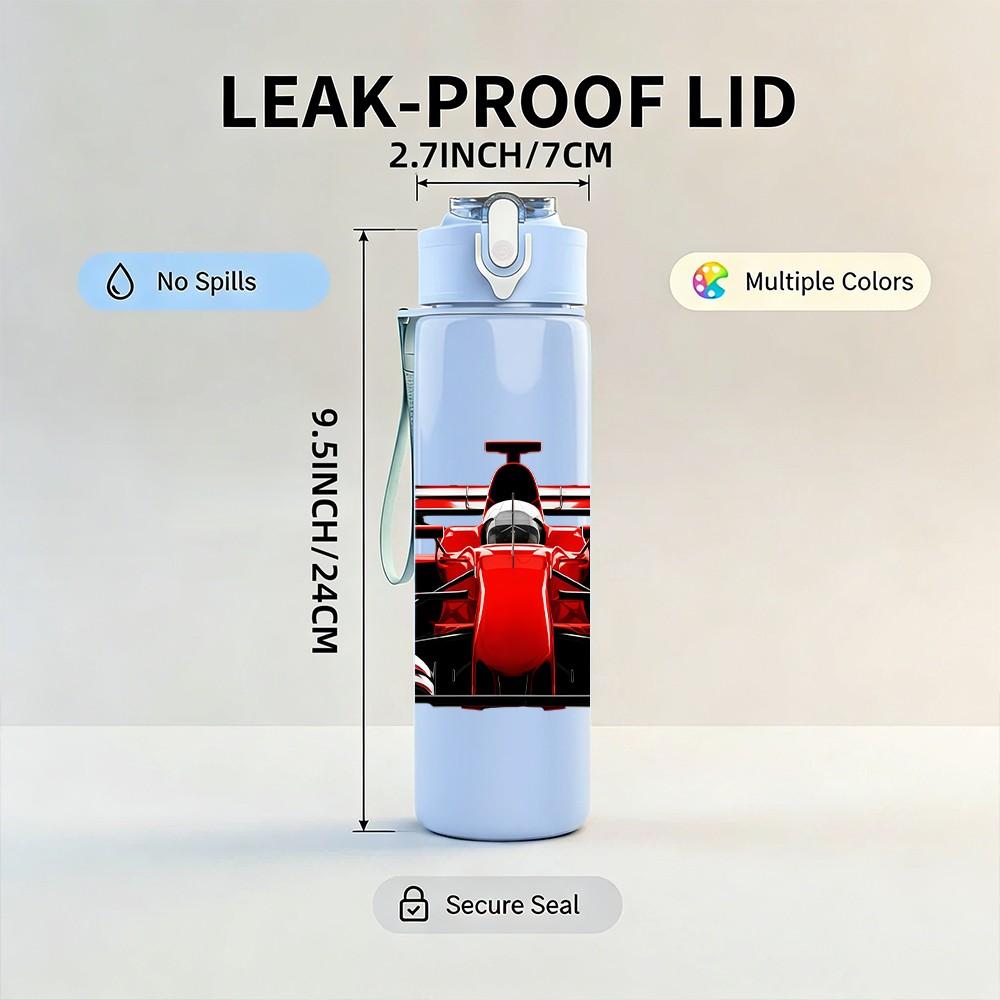 1 PZ Auto da Corsa F1 Rossa Arte 750ml Plastica Colorata Borraccia Sportiva Tappo con Cannuccia a Flip Ermetico Adatta per Sport Ufficio Uso Domestico
