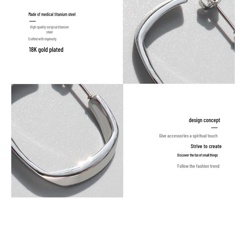 Minimalist Retro Geometric Earrings for Women - Hong Kong Style, Christmas Autumn/Winter, 18K Gold Plated Titanium Steel