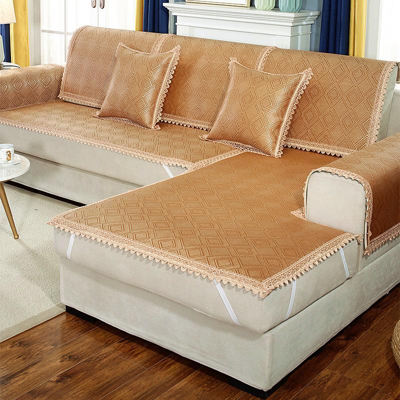 Sofa Cushion Summer Summer Summer Mat Cool Pad Ice Silk Cushion Summer Non-Slip Living Room Cover Four Seasons Universal Backrest Towel