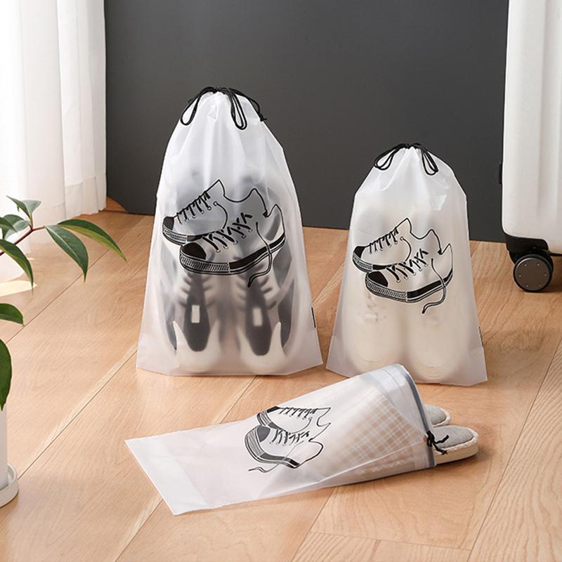 5/3pcs Eva Shoes Storage Bag Travel Portable Shoes Organizer Matte Transparent Drawstring Rope Bag Waterproof Dustproof Covers