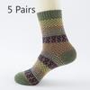 5 Pairs of Men's Autumn and Winter Rabbit Wool Socks, Mid-calf Men's Socks, Small Checkered, Retro Ethnic Style