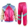 Damen Herren Kostüm 80er 90er Anzug Party Zubehör Disco Jacke Hose Outfit Damen Herren Kostüm Trainingsanzug für Karneval