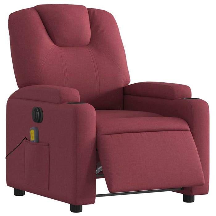 VidaXL Electric Reclining Massage Armchair Bordeaux Red Fabric 3204359