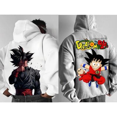 Moletons Dragon Ball Masculinos Femininos Pulôver Primavera Outono Casual Moletom com Capuz DBZ Moletons Y2K Moletom Oversize para Masculino