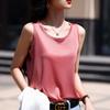 Chaleco de Tirantes con Cuello en U para Mujer Traje Interior Verano Último Diseño Negro Satén de Ácido Acético Sin Mangas Blusa Base Top