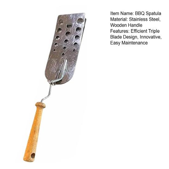 Stainless Steel BBQ Spatula Creative Hot Meat Patty Scraper Expandable Triple 3 Blade Easy Clean Grill Tool for Burger Lovers And Batch Cooking