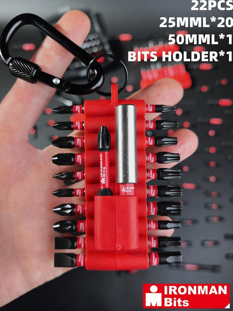 Black S2 Magnetic Sleeve Screwdriver Bit Set with Storage Strip