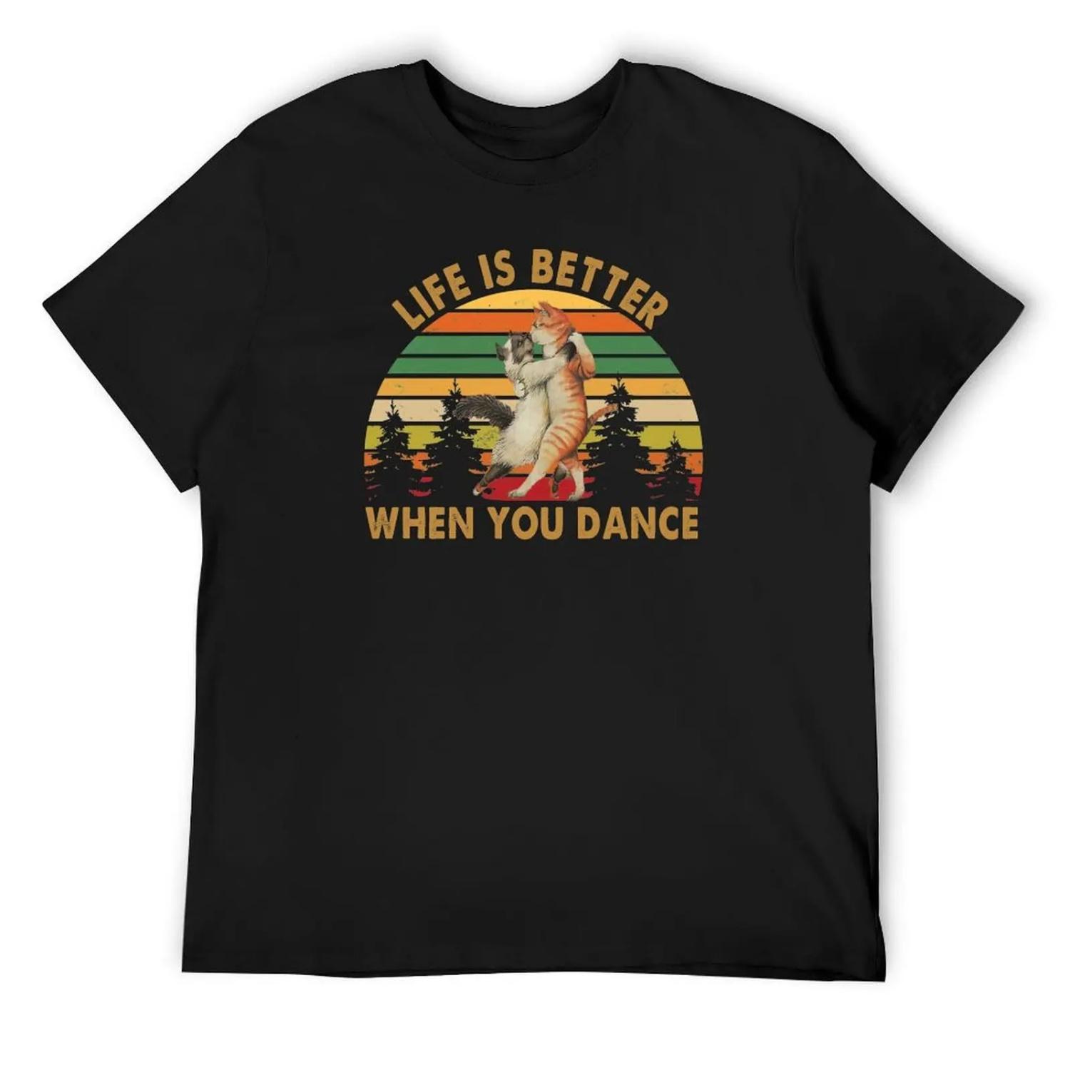 Life is Better when you dance T-Shirt blue archive anime stuff kawaii clothes Men s cotton t-shirt S