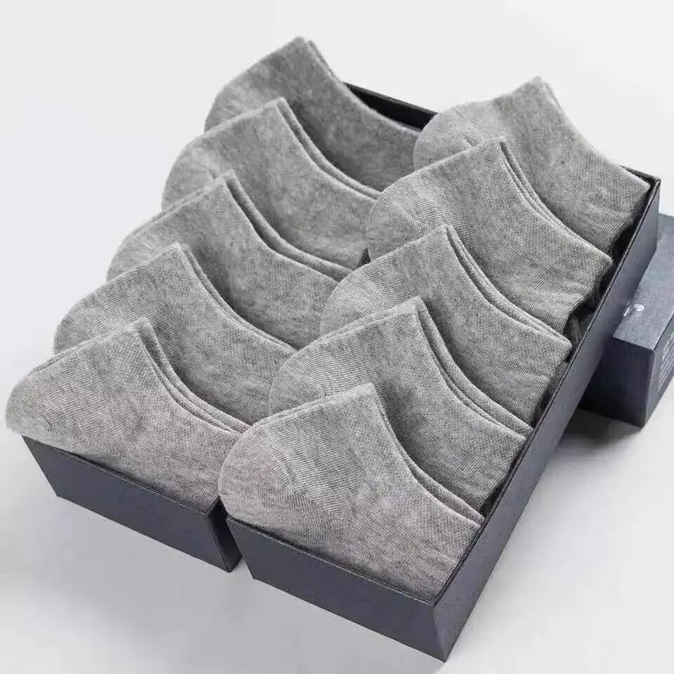 10 Pairs Men'S Polyester Boat Socks New Style Black White Grey Business Men Stockings Soft Breathable Summer For Male