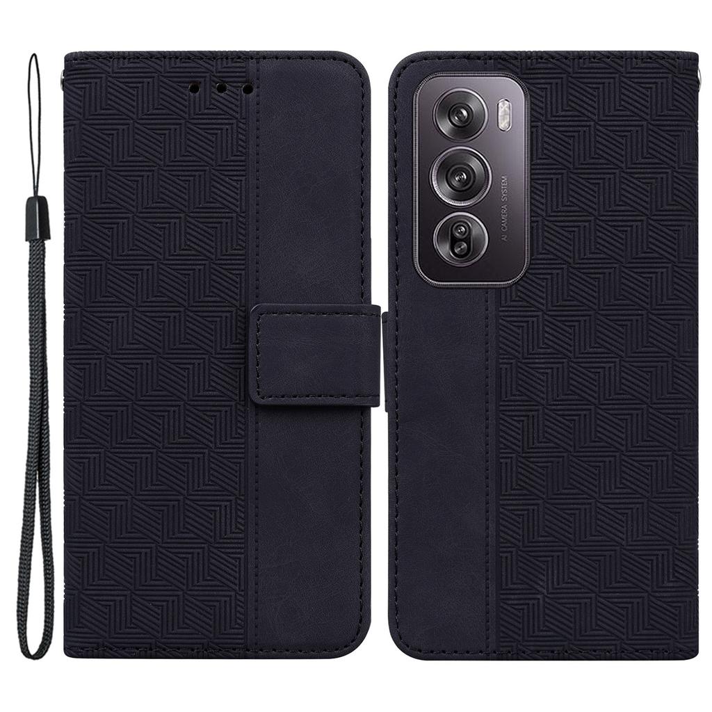 For Oppo Reno12 Pro 5G (Global) Phone Case Geometry Pattern Leather Wallet Cover