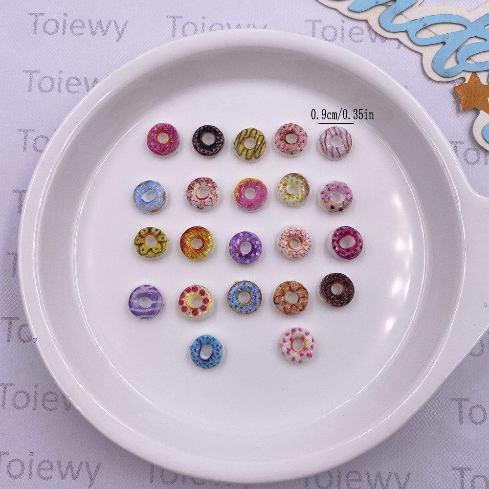60pcs Mix Colorful Resin Mini Painted Cheese Doughnut Nail Art Flatback Stone Figurines Scrapbook Charm DIY Jewelry Decor Crafts