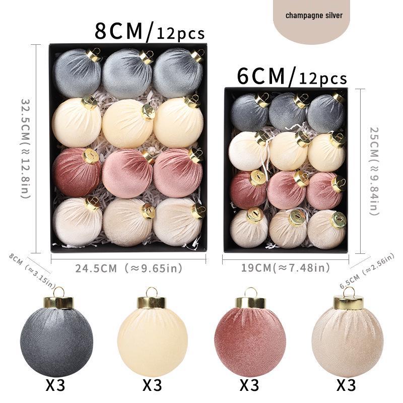 Christmas Velvet Ball Set: 6cm/8cm Ornaments for Tree Decoration