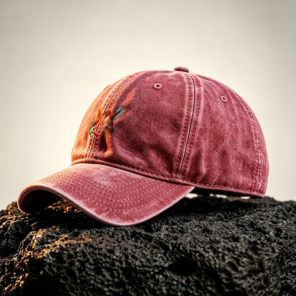 Orange Hummingbird Lily Pattern Adjustable Baseball Cap Unisex Outdoor Sports Hat