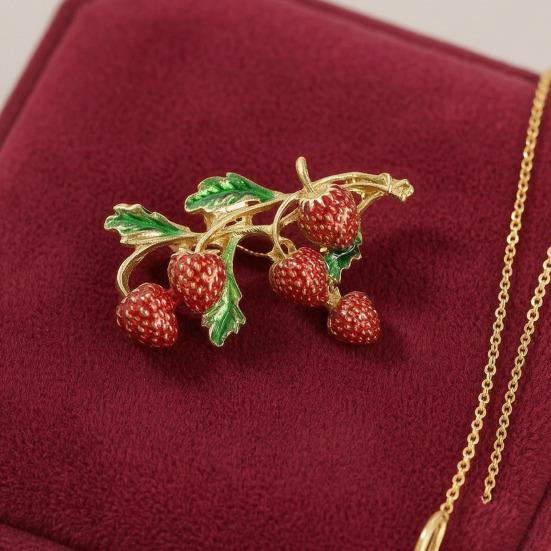 Brooch Pin Enamel Strawberry Surface Alloy Pin Shape Zinc Coats Suits Sweaters