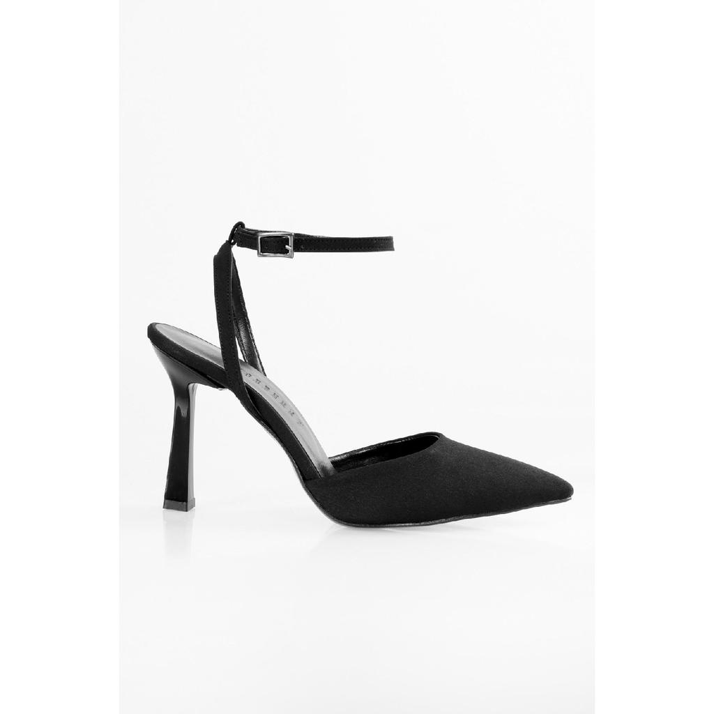 Women's Martini Black Patent Leather Belted Ankle Stiletto