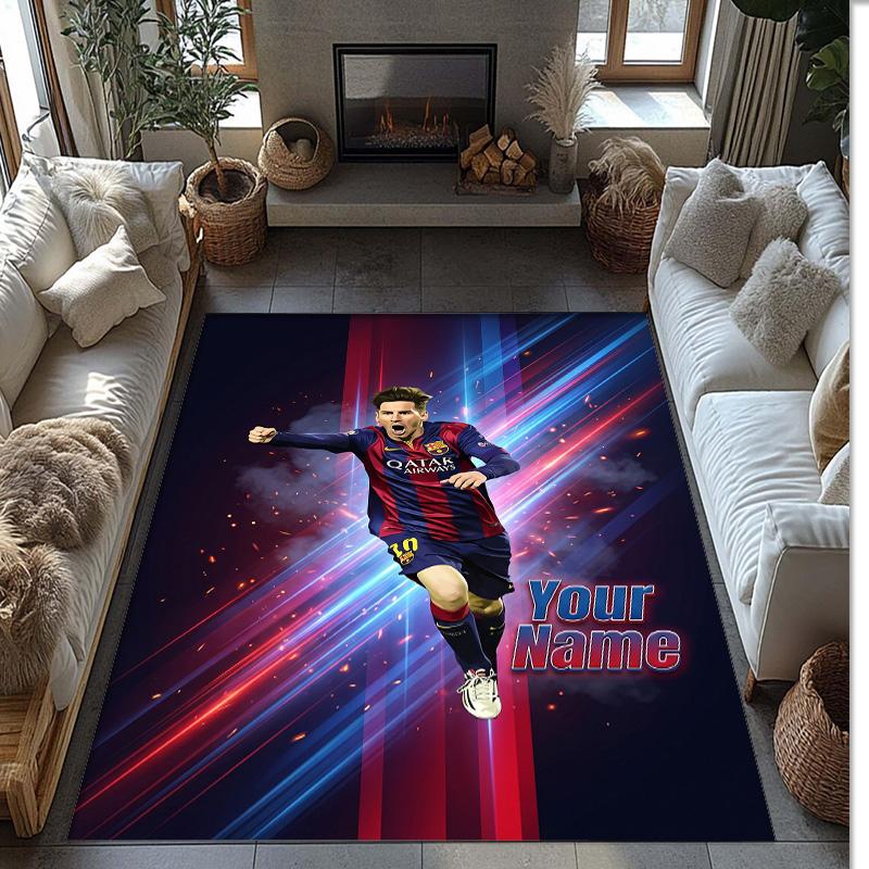 Tappeto in Cristallo Vellutato Stampato Lionel Messi Tappeto Antiscivolo in Cristallo Vellutato Per Divano Camera da Letto Decorazione Interna della Casa