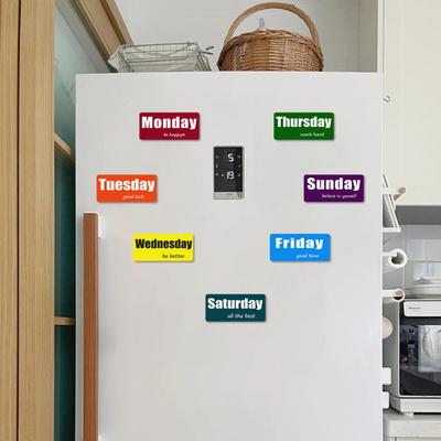 7 st/set Veckodagar Kylskåpsmagnet Färgglad Veckodag Helg Magnetisk Datumindikator