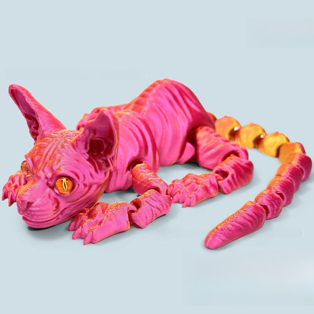 3D-gedruckte Sphynx-Katze Realistische Nacktkatzen-Figur Niedliches 3D-gedrucktes Spielzeug Bewegliches Fidget-Spielzeug für Liebhaber Wohndekor
