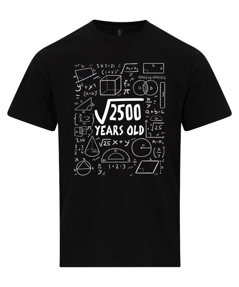 Square Root of 2500 50 Year Old 50th Fifty Birthday Gifts Math TShirt