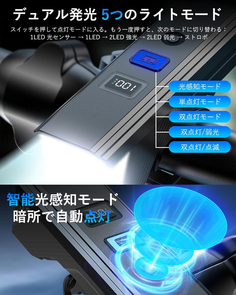 Bicycle Light Enhanced Light Automatic 2 High Brightness 5 Lighting Wide IPX5 Bicycle Headlight for Cross USB LED Battery Level Easy Emergency Fast