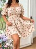 Print Dress Short Sleeve Cherry Print Large Size Dress