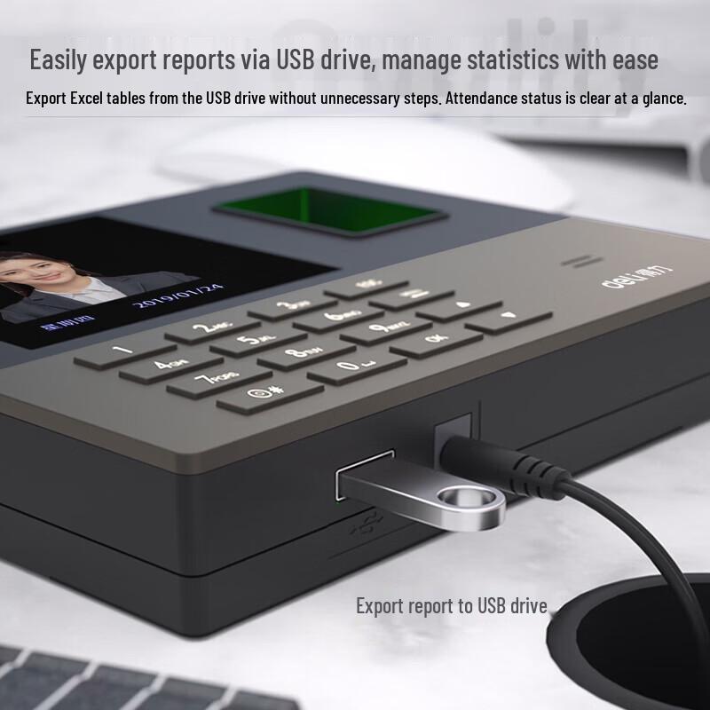 Deli 13888S Face & Fingerprint Attendance Machine CN Plug (adapter Included)