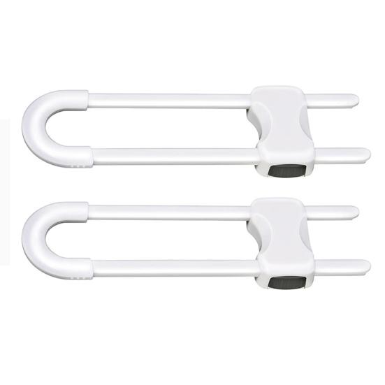 2 Pcs Sliding Cabinet Locks Baby Proofing Adjustable U-Shaped Safety Latches Easy Install Reusable Security Locks for Drawers Fridge