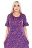 Women's Big Size Dress Short Sleeve Skirt Ruffled Purple Flower Pattern Plus Size Dress