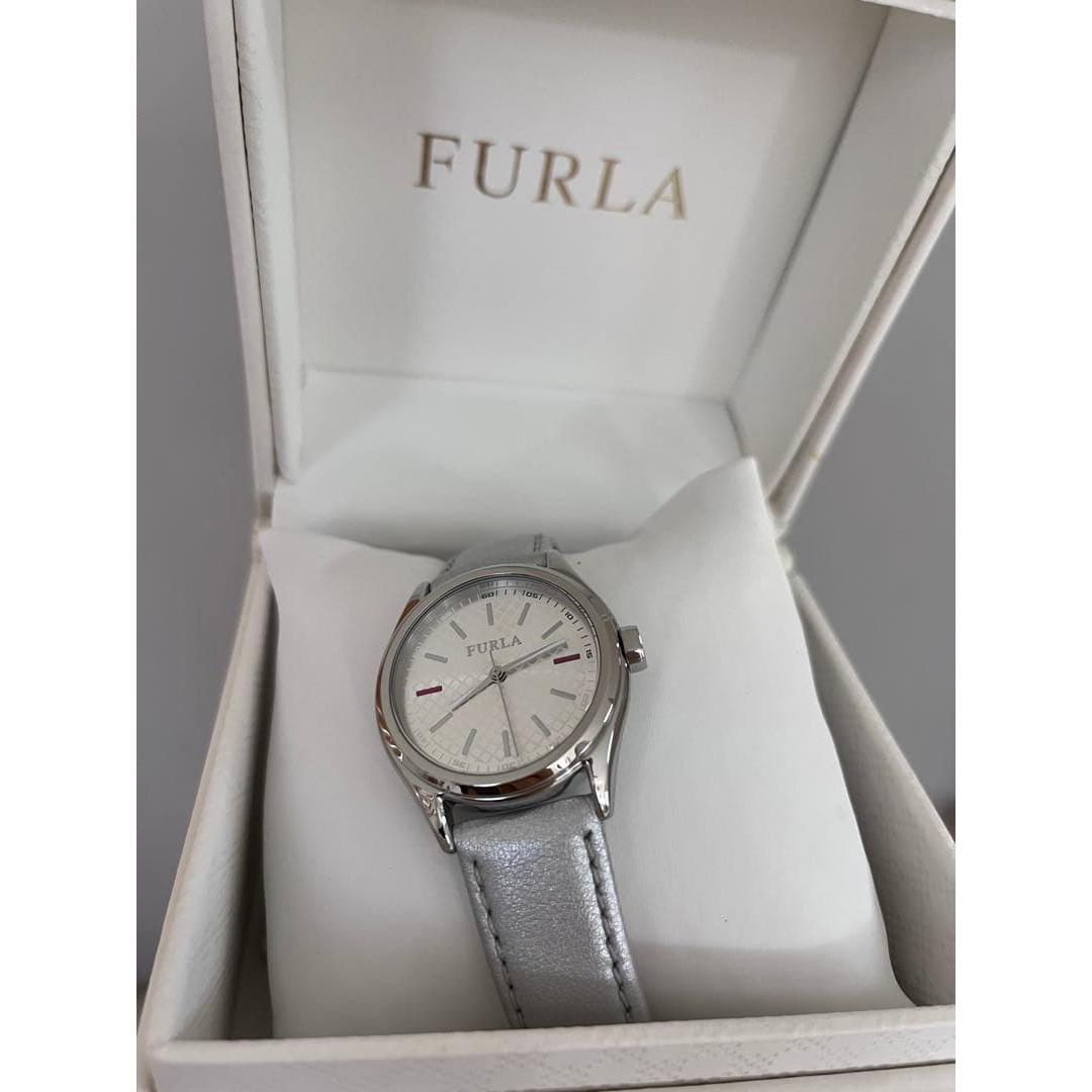 Used FURLA analog clock silver new unused wristwatch