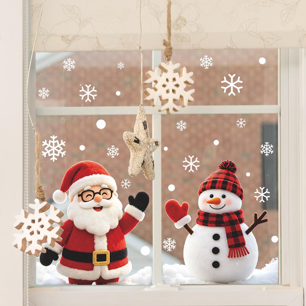 Painted Santa Claus Snowman Snowflakes Balcony Glass Window Home Decoration Window Stickers