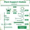 15x Plant Support Stakes Green Poles Sticks with Ring Clips & Ties Orchid Tomato