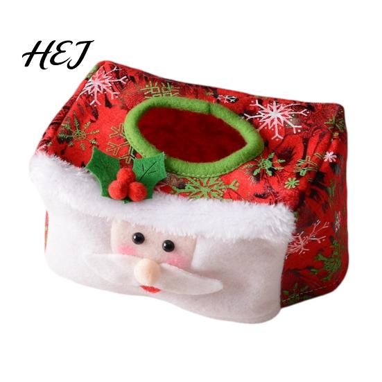 Holiday Desktop Organizer Christmas Tissue Box Cover, Santa Face Napkin Dispenser Sleeve, Non-Woven Fabric Seasonal Storage Holder for Home