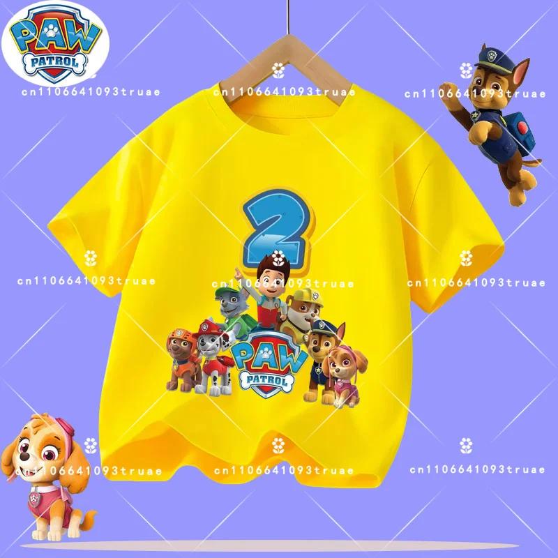 1-12 years old summer Polyester T-shirt for PAW Patrol children's short-sleeved casual top for girls and boys with cartoon print
