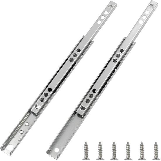 Metal 12 Inch Drawer Slides, Ball Bearing Two Way Slide Track Rail 0.7 Inch Wide 1 Pair