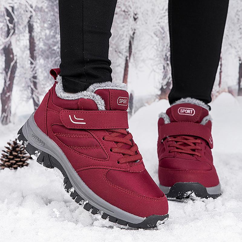 Женские хлопковые туфли плюс бархат теплые уличные спортивные прогулочные туфли кожаные — фото 9