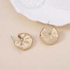 Vintage round summer leaves irregular pleats hammered earrings personality versatility simple fashion earrings
