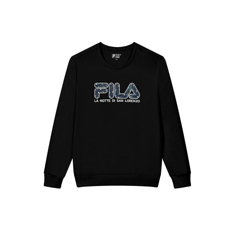 FILA Logo Print Casual Crew Neck Pullover Sweatshirt Men sweatshirt Black F11M038210GBK M