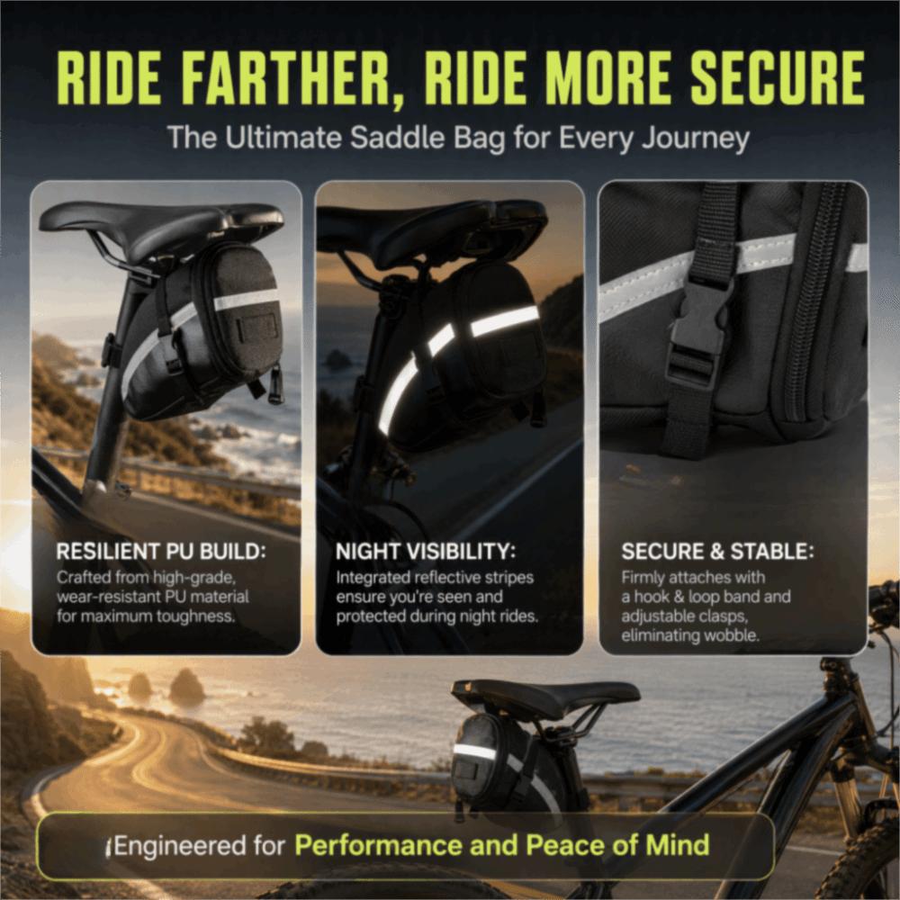 Large Capacity Bikes Seat Bag Adjustable Straps Saddle Bag Durable Bike Saddle Bag  Bike Storage